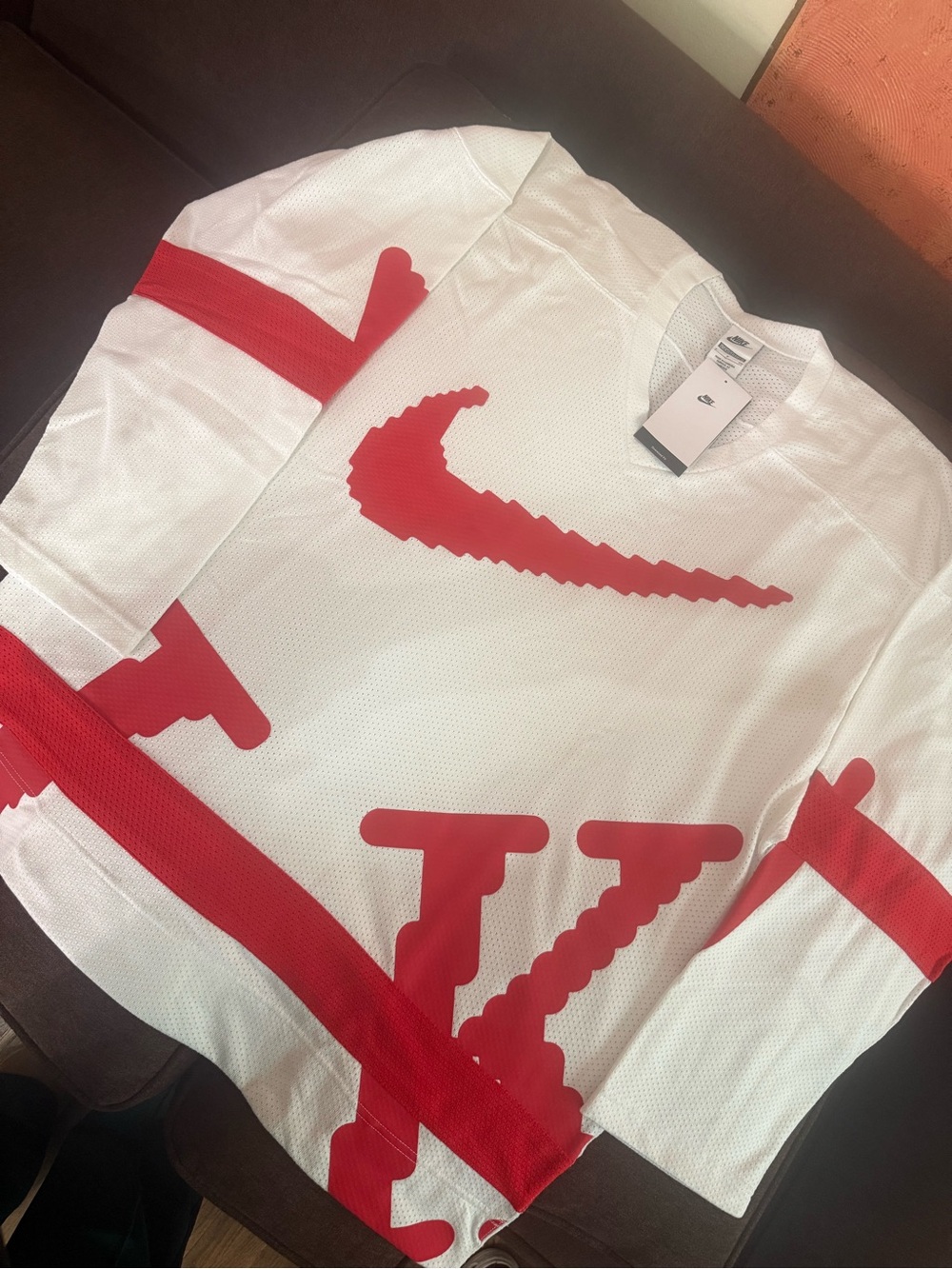 Nike White and Red Men's Jersey